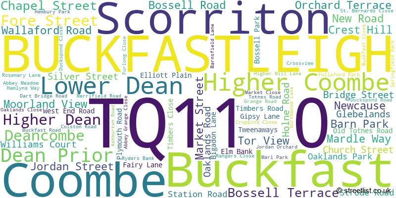 A word cloud for the TQ11 0 postcode